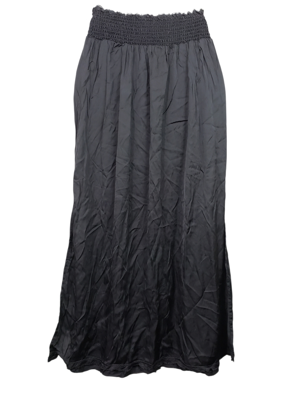 Aerie Satin Gray Elastic Waistband Midi Skirt Size Extra Small